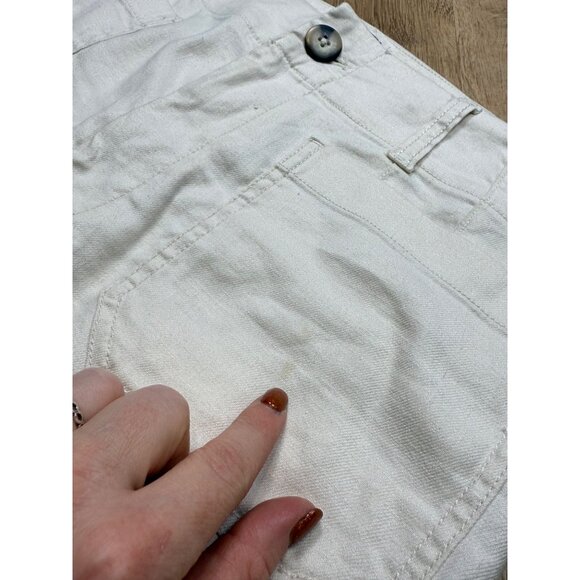Maeve By Anthropologie The Colette White Wide Leg Linen Blend Pants 30 - Picture 9 of 9